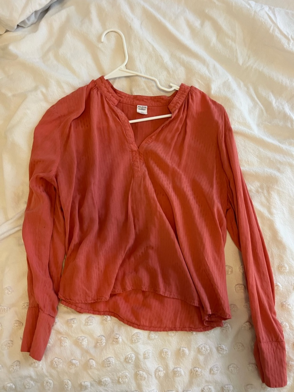 Melrose and Market Coral Long Sleeve Blouse